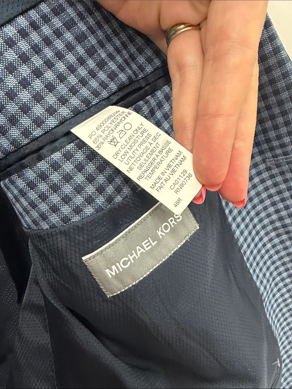 Michael Kors Blue Checked Sport Coat 46R